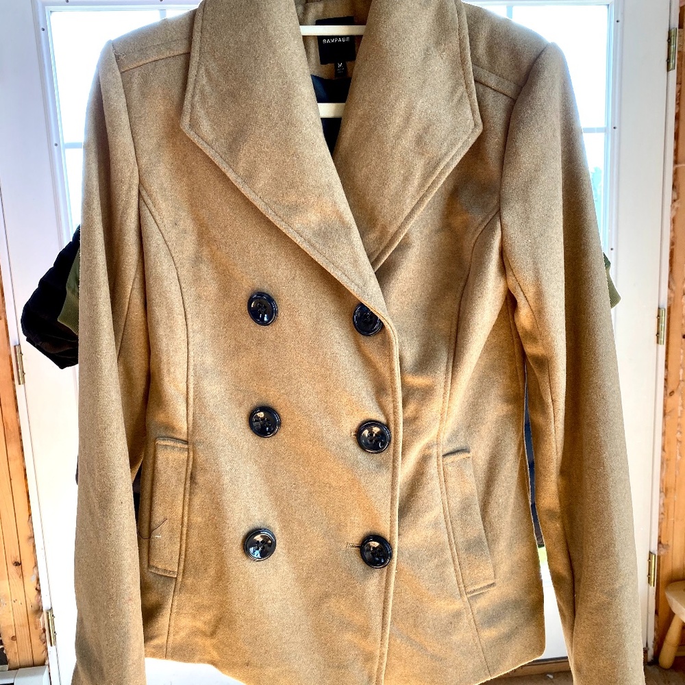 Women's Double Breast Dark Khaki Peacoat | NWT | M